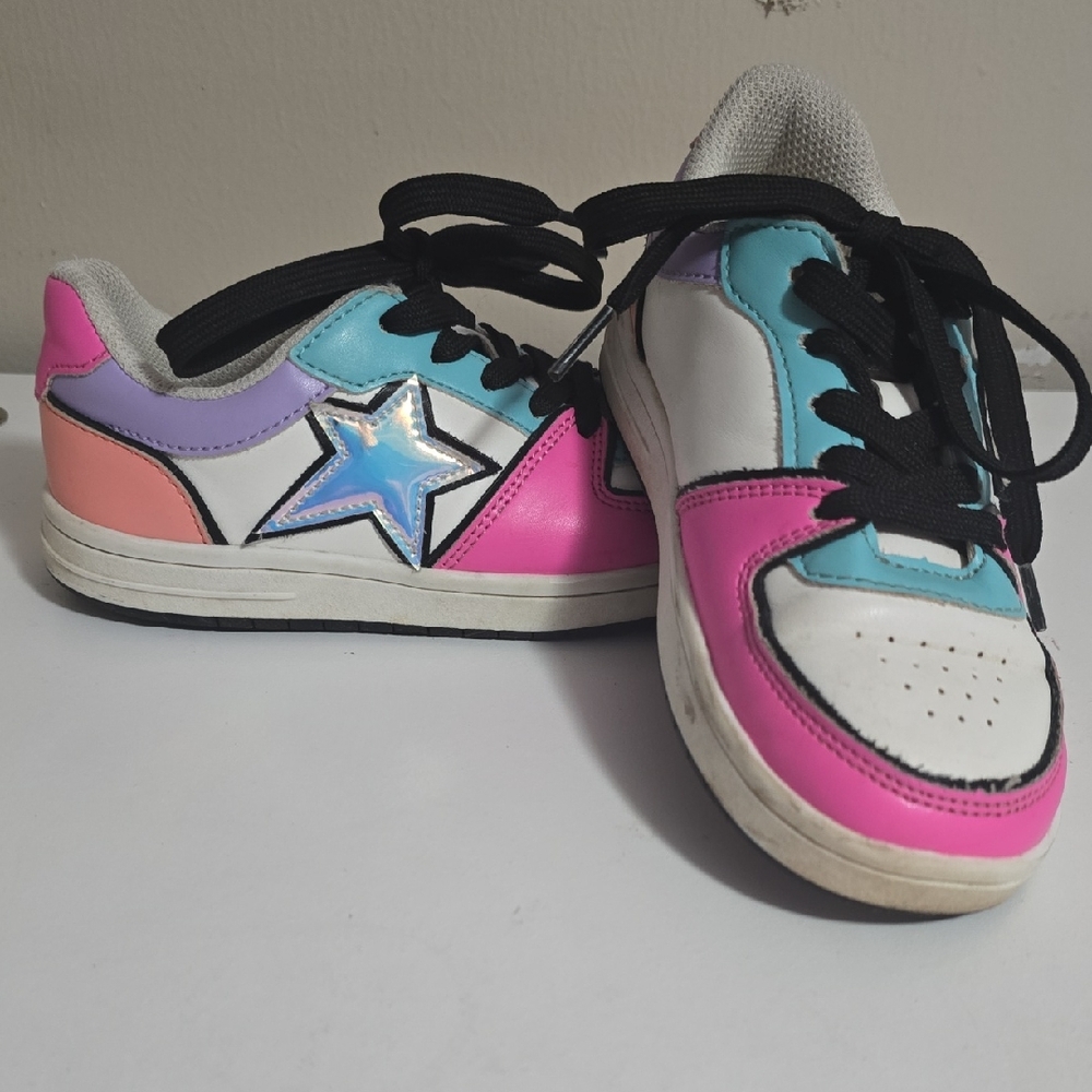 The Children's Place Pink and Blue Star Sneakers Color Block 12C